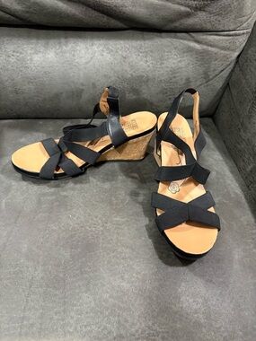 Wedge Sandals - Black Strappy Women's Wedges